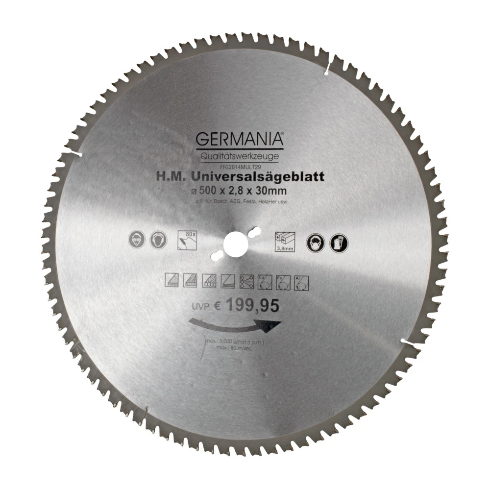 HM Multi-Sägeblatt 500x30mm 80 Zähne Universal 3 HM Multi-Sägeblatt 500x30mm 80 Zähne Universal
