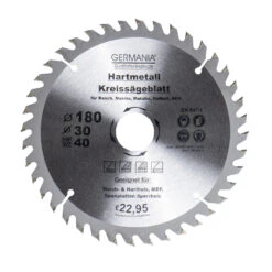 GERMANIA® HM Kreissägeblatt Ø 180mm, 40 Zähne Für Holz