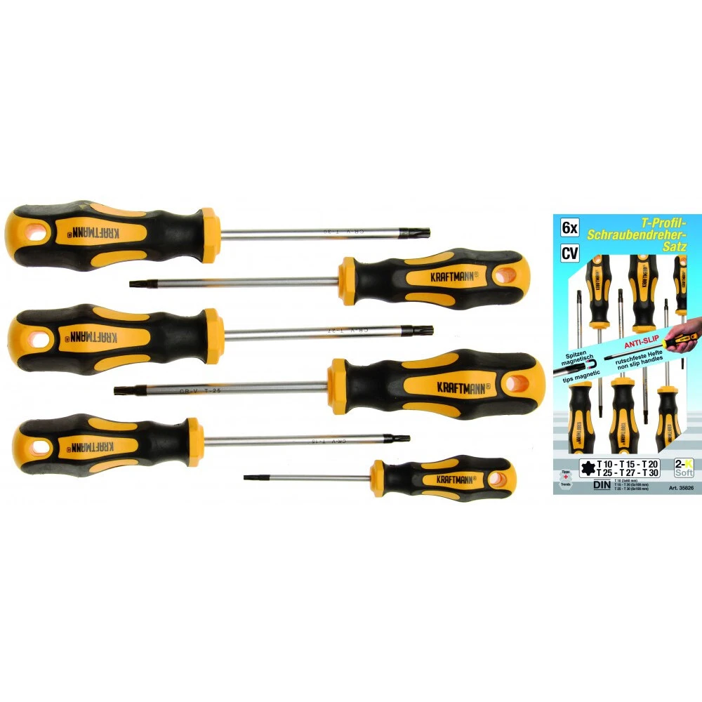 T-Profil Schraubendreher-Satz 6-teilig Magnetisch 2 T-Profil Schraubendreher-Satz 6-teilig Magnetisch