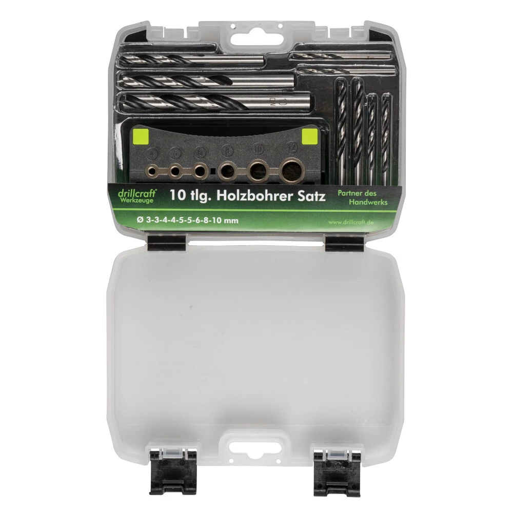 Holzbohrersatz 10-teilig, 2-10 Mm, Mit Bohrhilfe 3 Holzbohrersatz 10-teilig, 2-10 Mm, Mit Bohrhilfe