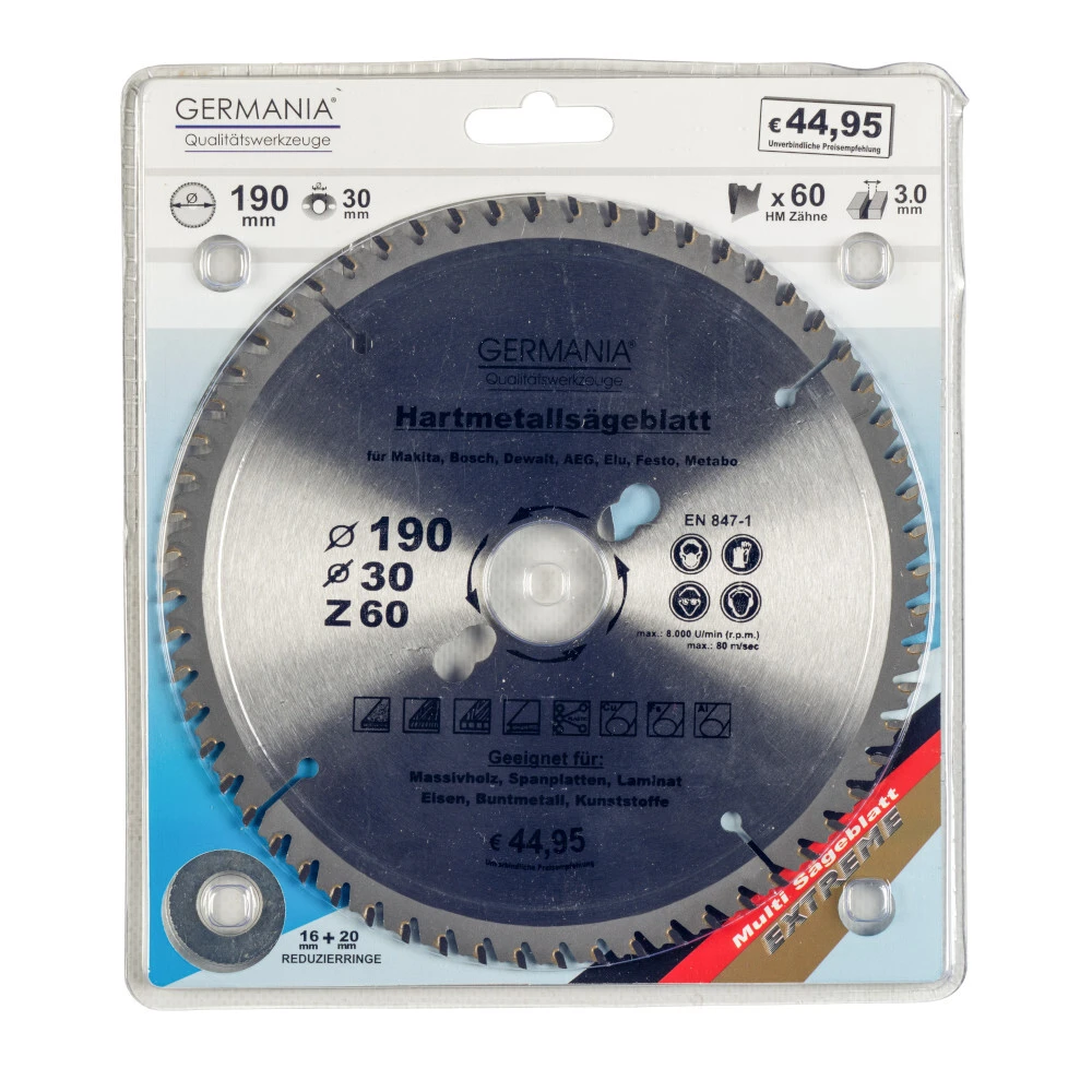 GERMANIA® HM Multifunktionssägeblatt Ø 190 Mm Mit 60 Zähnen 4 GERMANIA® HM Multifunktionssägeblatt Ø 190 Mm Mit 60 Zähnen – Bild 2